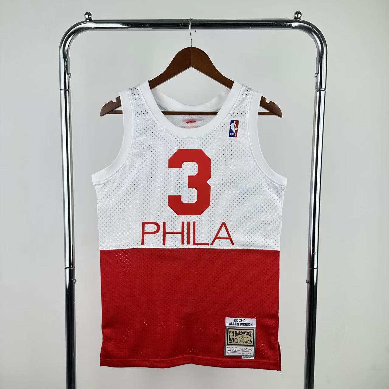 Men Philadelphia 76ers #3 Iverson White red Throwback Game 2025 NBA Jersey
